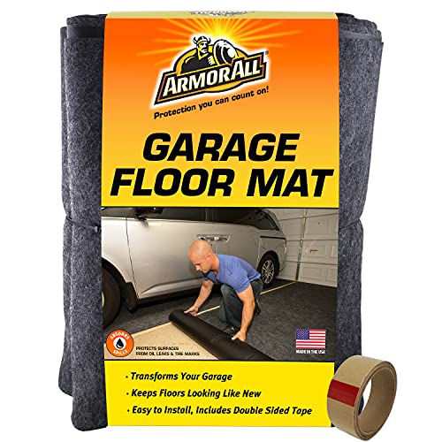 Armor All Original Garage Floor Mat, (17′ x 7’4″), (Includes Double Sided Tape), Protects Surfaces, Transforms Garage – Absorbent/Waterproof/Durable (USA Made) (Charcoal)