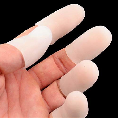 Finger Protector [GEL-Grip Series] – Clear / White – [20 PACK] 16 Long – 4 Short for Thumbs