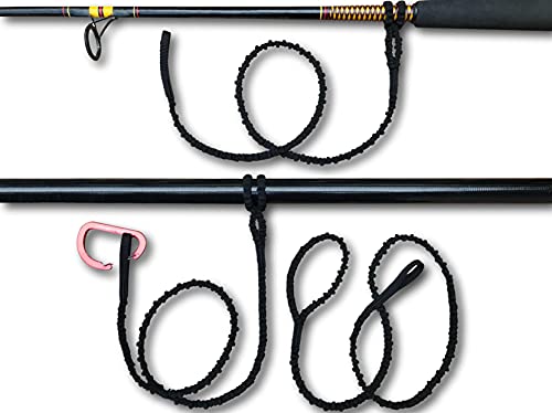 Campingandkayaking Made in The USA. Kayak Paddle/Rod/Gear Leash Now with Cinch Lock, 3 Black Leashes and 1 Carabiner. Built to Last.