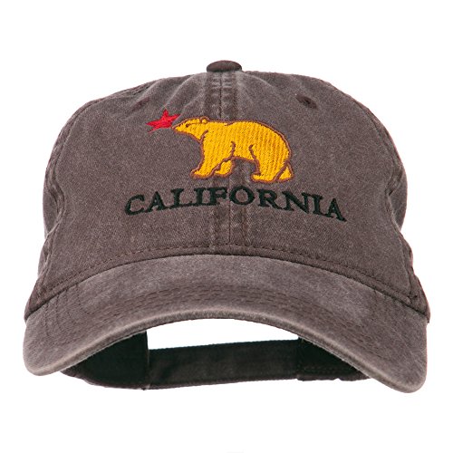 e4Hats.com California with Bear Embroidered Washed Cap – Brown OSFM