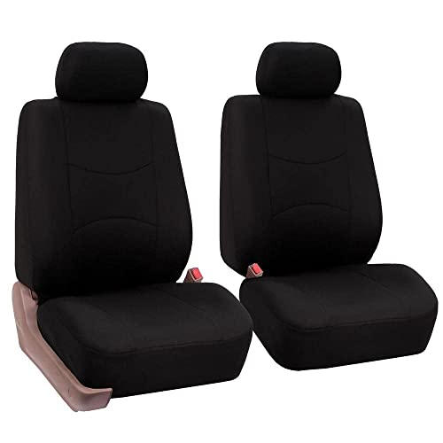 FH Group Car Seat Covers Front Set in Cloth – Car Seat Covers for Low Back Car Seats with Removable Headrest, Universal Fit, Automotive Seat Covers, Washable Car Seat Cover for SUV, Sedan, Van Black