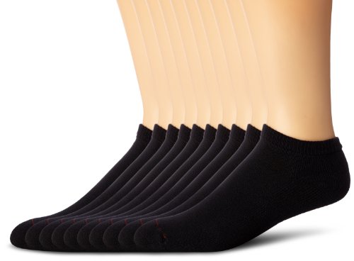 Hanes Classics Men’s 10 Pack Low-Cut Socks, Black, 6-12
