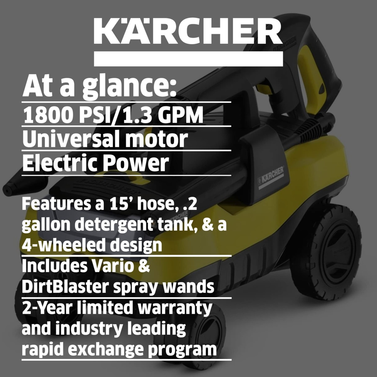 Karcher K 3 Follow Me 1800 PSI TruPressure 4-Wheeled Electric Power Pressure Washer with Vario Power & Dirtblaster Spray Wands – 1.3 GPM | The Storepaperoomates Retail Market - Fast Affordable Shopping