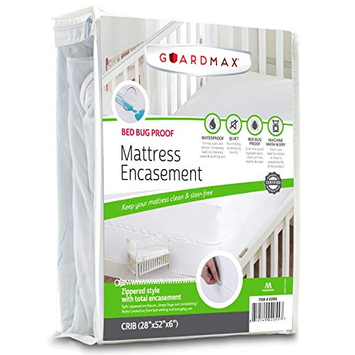Guardmax Crib Mattress Protector Zippered Encasement Cover Bed bug Proof Waterproof, Hypoallergenic and Noiseless, Baby & Toddler Crib Size (52 x 28)