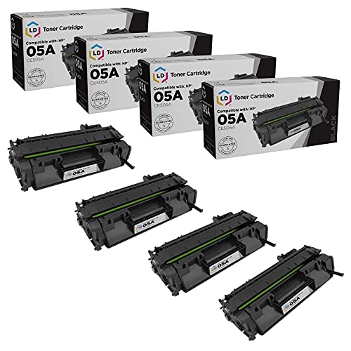LD Products Compatible Toner Cartridge Replacements for HP 05A HP05A CE505A for use in HP Laserjet P2035, P2035n, P2055d, P2055dn & P2055X (Black, 4-Pack)