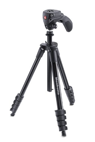 Manfrotto Compact Action Aluminum 5-Section Tripod Kit with Hybrid Head, Black (MKCOMPACTACN-BK)