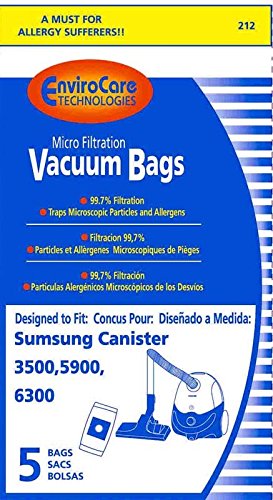 Samsung 3500,5900,6300 Canister Vacuum Bags (5 Pack) -Generic. Part# 212