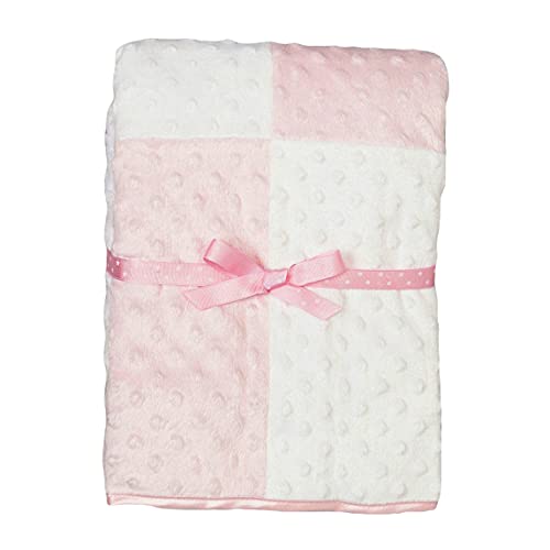 Spasilk Raised Dot Blanket, Baby Blanket with Satin Trim, Minky Baby Blanket, Pink