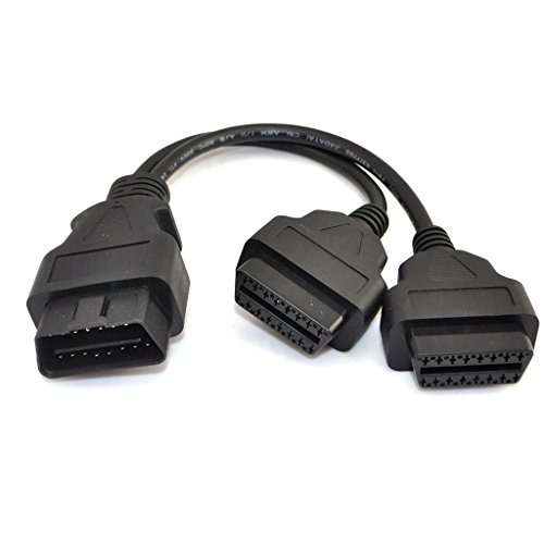 iKKEGOL 30cm/12 OBD2 OBD II Splitter Extension Y J1962 16 Pin Cable Male to Dual Female Cord Adapter