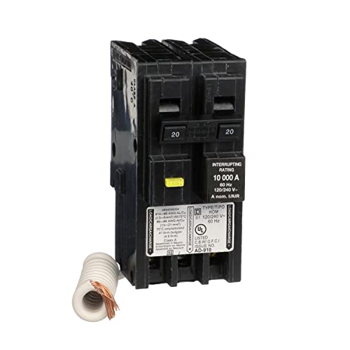Square D – HOM220GFIC Homeline Circuit Breaker, 20-Amp, 120/240V, 2-Pole, GFCI, Plug-In Mount