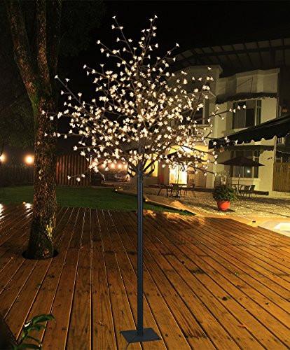 LIGHTSHARE 8Ft 600L LED Cherry Blossom City Tree, Home Garden&City Decoration,Wedding,Birthday,Christmas,Festival,Party Indoor and Outdoor Use,Warm White