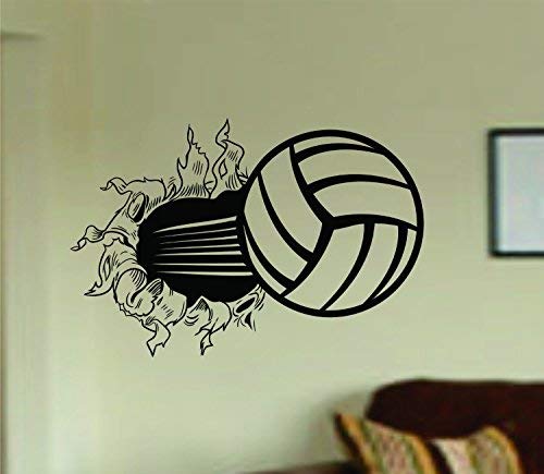 Dabbledown Decals OG Version Volleyball Bursting Through Wall Vinyl Wall Decal Sticker Art Sports Kid Children Ball Nursery Boy Teen XL