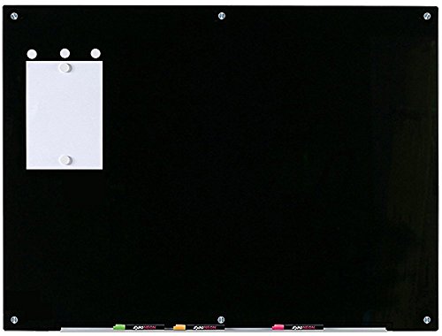 Audio-Visual Direct Magnetic Black Glass Dry-Erase Board Set – 35 1/2 x 47 1/4 Inches –