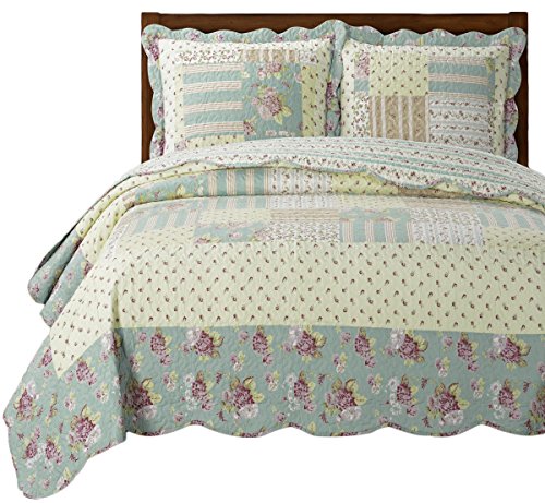 Royal Hotel Bedding Annabel Oversized Coverlet Set, Luxury Printed Design Quilt, Bedspread Set – Filled Quilts – Fits Pillow top Mattresses – 3PC Set – Queen Size