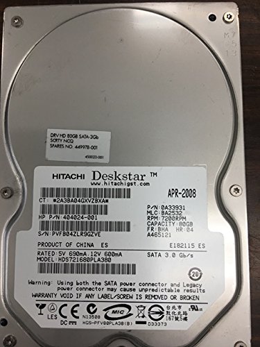 Hitachi Deskstar 7K160 80GB Internal 7200 RPM 3.5″ HDS721680PLA380 Hard Drive