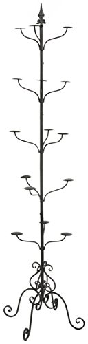 Displays2go Wrought Iron Hat and Coat Rack, Rotates, Total of 31 Hooks, Multi-Tiered, Black, 73″ H x 20″ W x 20″ D