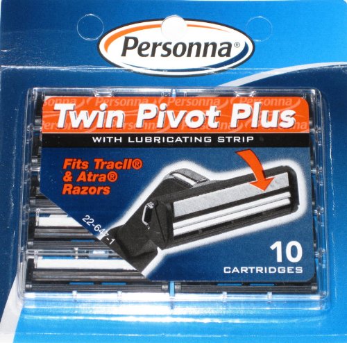 Personna Twin Pivot Plus Cartridges with Lubricating Strip for Atra & Trac Ii Razors – 2 Packs of 10 Blades