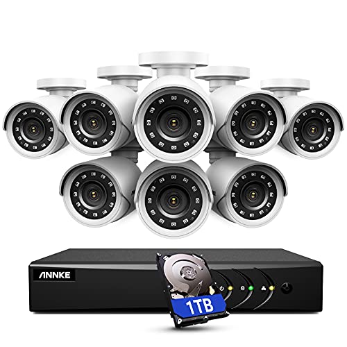 ANNKE 5MP Lite Wired Security Camera System with AI Human/Vehicle Detection, H.265+ 8CH Surveillance DVR with 1TB Hard Drive and 8 x 1080p HD Outdoor CCTV Camera, 100 ft Night Vision, Remote Access
