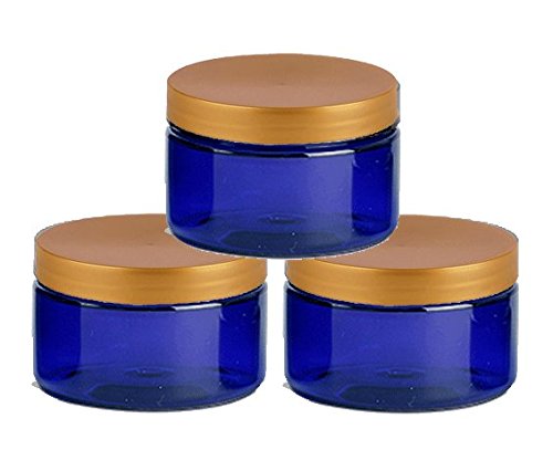 Grand Parfums 6 Cobalt Blue Low Profile 4 Oz Jars PET Plastic Empty Cosmetic Containers, Copper Caps, Sugar Scrub, Powder, Body Cream, Lotion, Beads | The Storepaperoomates Retail Market - Fast Affordable Shopping
