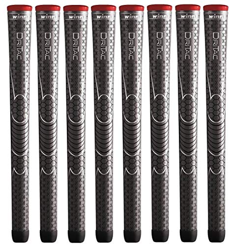 Winn Dri-Tac Standard Size Golf Grips – Set of 8, Dark Gray