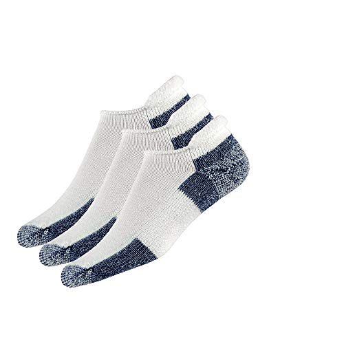 thorlos mens Max Cushion J Rolltop Running Socks, White/Navy (3 Pairs), Large US