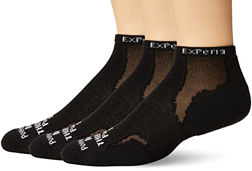 Thorlos Experia Thin Padded Ankle Sock, 3 Pair Pack, Black L