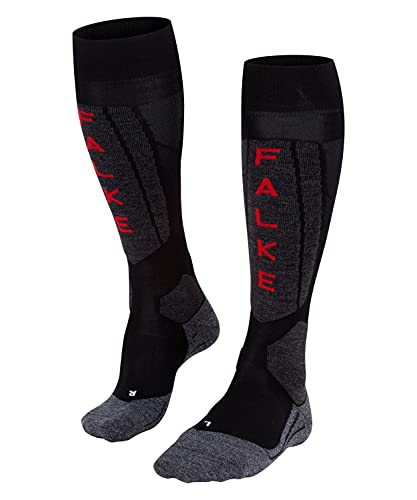 FALKE Women’s SK5 Ski Socks, Silk, Knee High, Ultra Light Cushion, Breathable Quick Dry, Winter Athletic Sock, Black (Black-Mix 3010), 5-6, 1 Pair