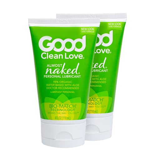 Good Clean Love Almost Naked Personal Lubricant, Organic Water-Based Lube with Aloe Vera, Intimate Wellness Gel for Men & Women, 4 Oz (2-Pack)