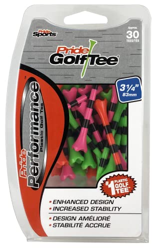 PRIDE GOLF TEE “Pride Performance Striped Golf Tees (Pack of 30), 3-1/4″”, Citrus Mix
