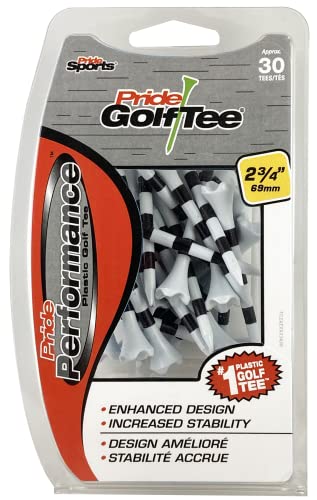 PRIDE GOLF TEE Golf Spikes 30 Count Golf Tees, White, 2.75 US