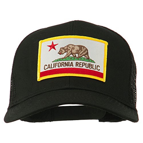e4Hats.com California State Flag Patched Twill Mesh Cap – Black OSFM