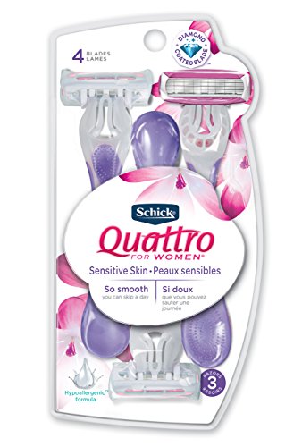Schick Quattro for Women Disposable Sensitive Skin, 3 Count (Pack of 1)