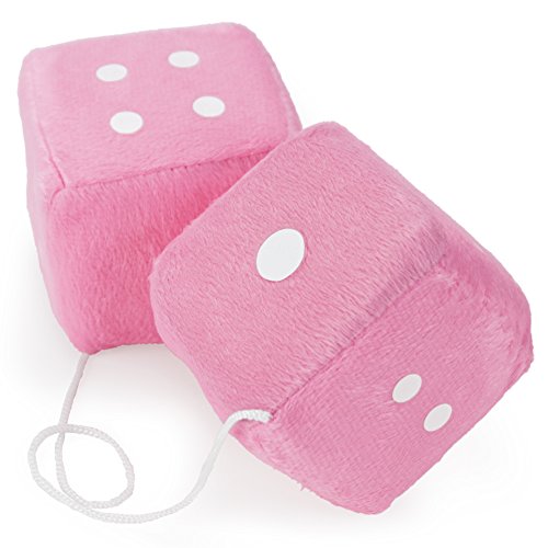 Pair of 3″ Hanging Fuzzy Dice by Pudgy Pedro’s Party Supplies (Pink)