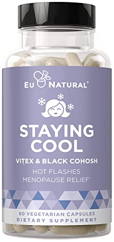 Staying Cool Hot Flashes & Menopause Natural Relief – Hormonal Weight Support, Night Sweats, Disturbed Sleep, Mood Swings – Vitex Chaste Tree & Black Cohosh Pills – 60 Vegetarian Soft Capsules