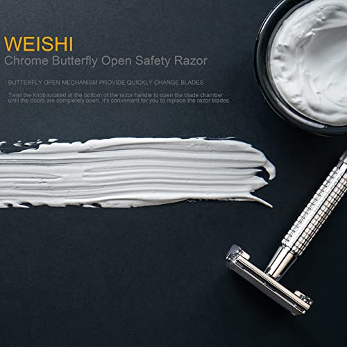 WEISHI Butterfly Open Double Edge Safety Razor Chrome Long Handle Reusable Razor | The Storepaperoomates Retail Market - Fast Affordable Shopping