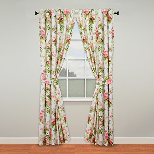 Waverly Emma’s Garden Decorative Window Treatment Rod Pocket Curtains for Living Room, Double Panel, 50″ x 84″, Blossom