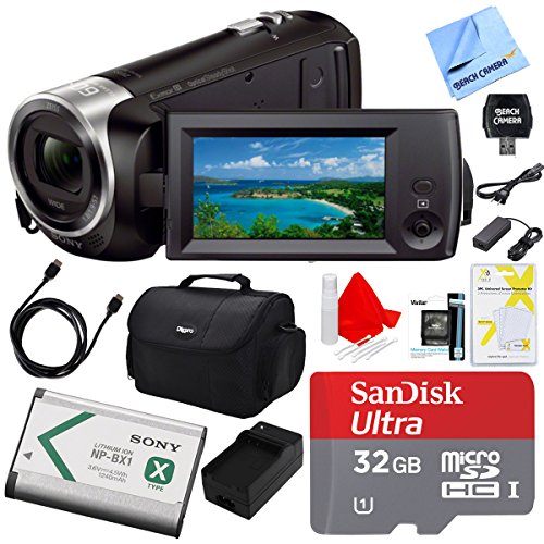 Sony Handycam CX405 Flash Memory Full HD Camcorder Bundle with 32GB Memory Card, Camera Bag, HDMI Cable and Accessories (8 Items)
