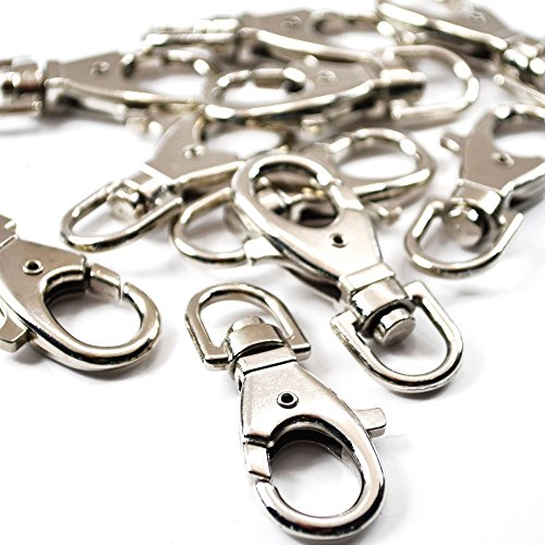 Honbay® Silver Chrome Color Swivel Eye Lobster Snap Clasp Hook for Key Ring 38x16mm