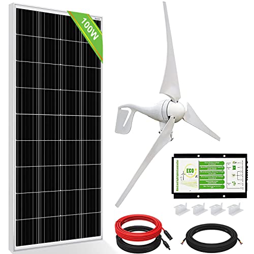 ECO-WORTHY 500W Solar Wind Power Kit: 1x 400W Wind Turbine Generator with Hybrid Controller + 1x 100W Mono Solar Panel for Home/RV/Boat/Farm/Street Light and Off-Grid Appliances