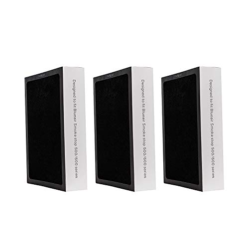 LifeSupplyUSA (3-Pack) Carbon Particle HEPA Filter Replacements Compatible with All Blueair 500/600 Series SmokeStop 500 600 Air Purifiers 501 503 550E 601 603 650E