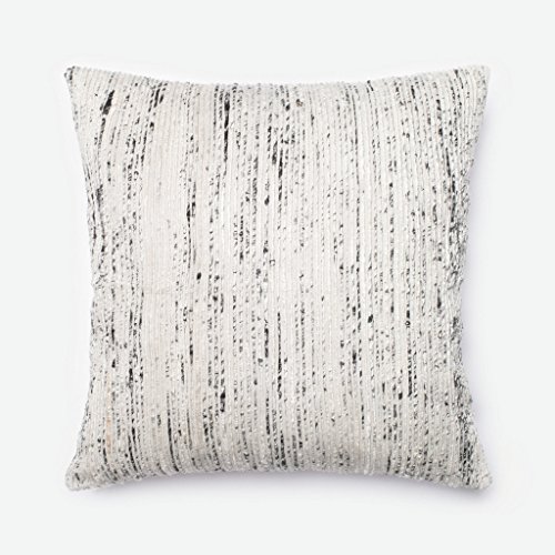 Loloi P0242 Cotton & Recycled Sari Silk Pillow Cover, 22″ x 22″, SilverMulti