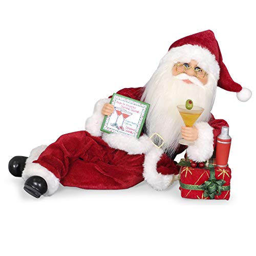 Karen Didion Originals Martini Mixer Santa Figurine, 12 Inches – Handmade Christmas Holiday Home Decorations and Collectibles