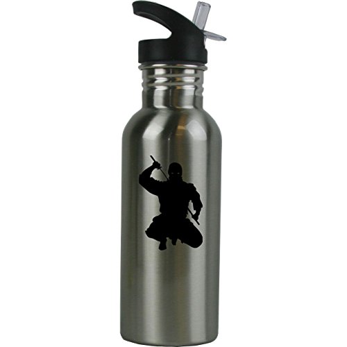 Personalized Custom Ninja Stainless Steel Water Bottle with Straw Top 20 Ounce Sport Water Bottle Customizable