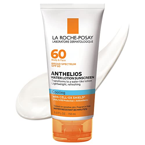 La Roche-Posay Anthelios Cooling Water Lotion Sunscreen for Body and Face, Broad Spectrum Sunscreen SPF, Absorbs Quickly, Water Resistant Every Day Sun Protection for Sensitive Skin
