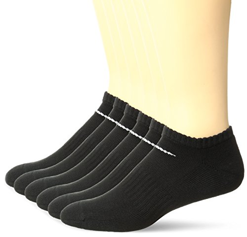 Nike Unisex Cotton No-Show Socks (Pack of 6), Black/White, Medium
