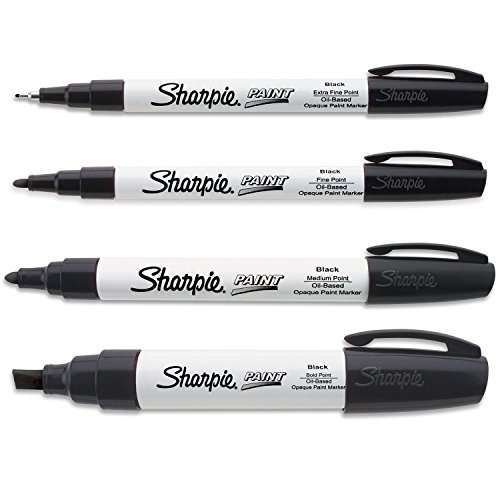 Sharpie Paint Marker Oil Based Black with Extra Fine, Fine, Medium & Bold
