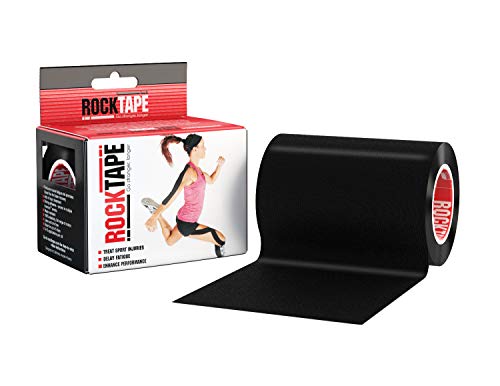 RockTape H2O 4-Inch Highly Water-Resistant Kinesiology Tape, 16.4-Foot Continuous Roll, H2O Black
