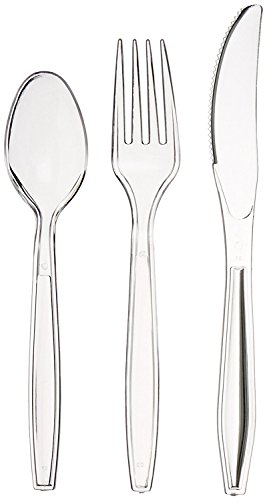 Amazon Basics Disposable, Clear Plastic Utensil Cutlery, 360-Piece Set
