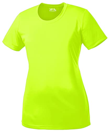DRI-Equip Women’s All Sport Neon Color High Visibility Athletic T-Shirts-XL