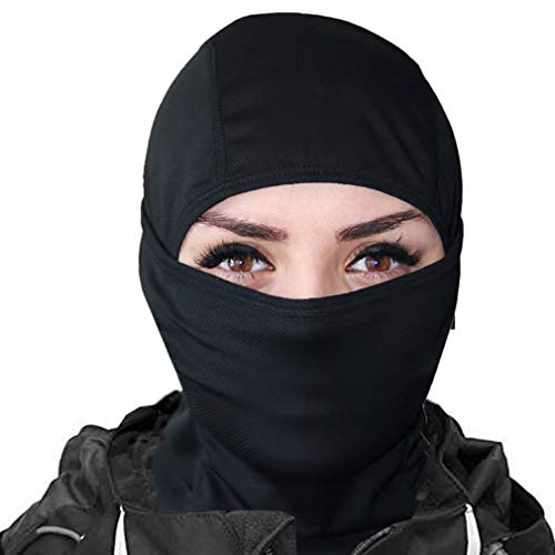 KOOYU Balaclava Ski Mask Motorcycle Full Face Mask Neck Gaiter Hood Mask (Black)
